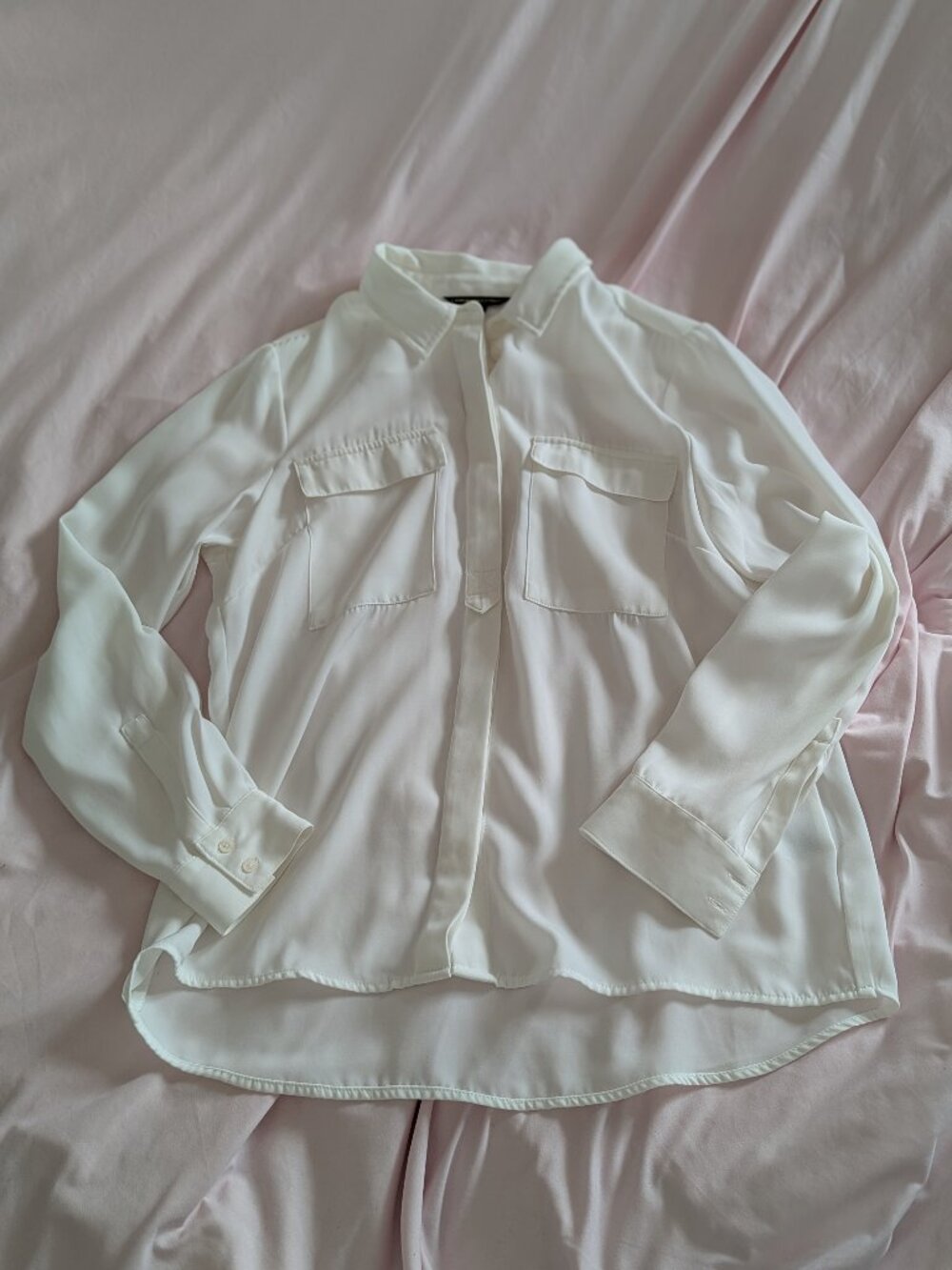 Catherine Malandrino White Utility Pocket Blouse Size L
